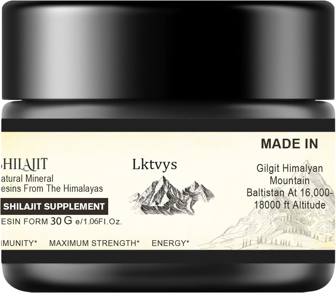 Organic Himalayan Shilajit Supplement with 85+ Micronutrients for Energy and Immune Support