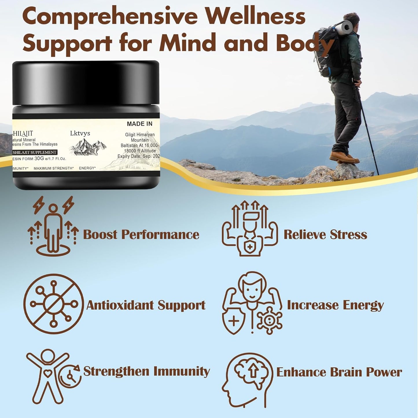 Organic Himalayan Shilajit Supplement with 85+ Micronutrients for Energy and Immune Support