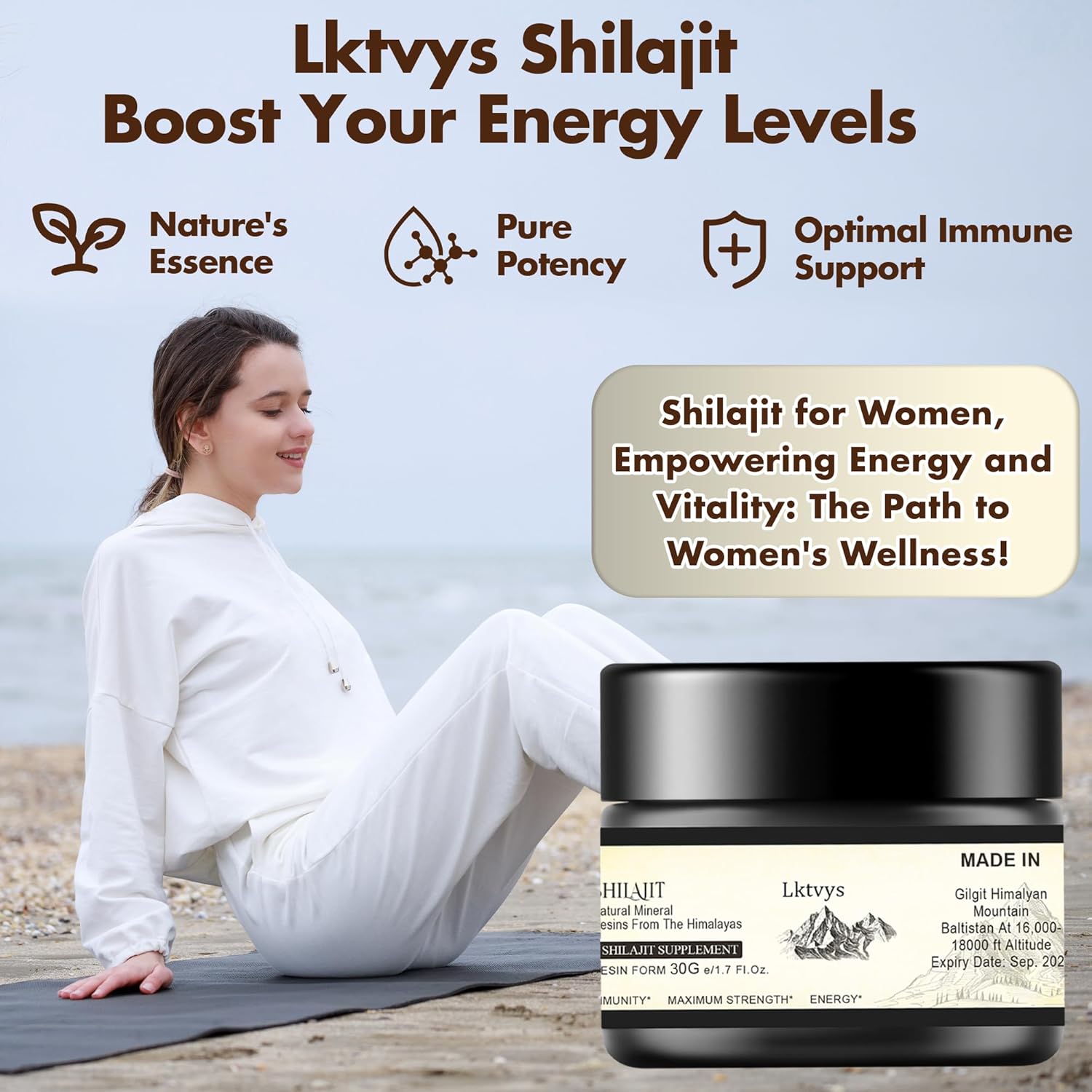 Organic Himalayan Shilajit Supplement with 85+ Micronutrients for Energy and Immune Support - Pure Resin for Men and Women