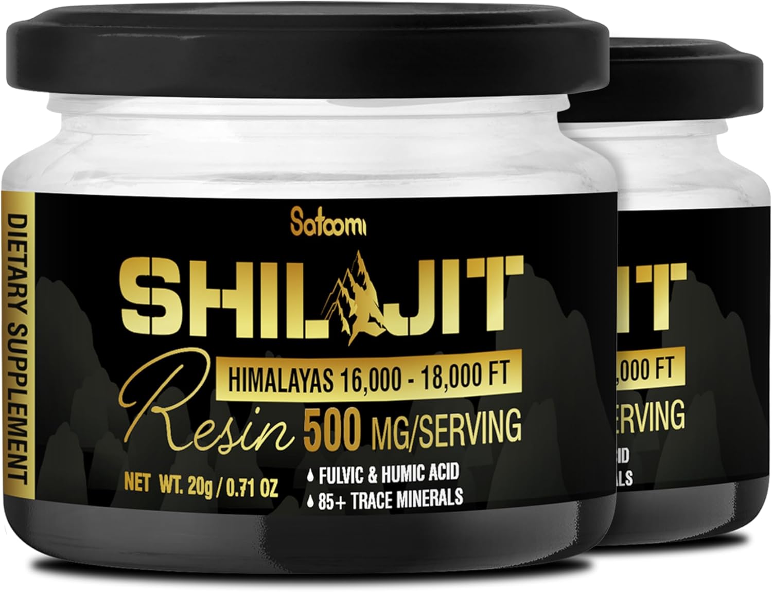 Organic Himalayan Shilajit with Fulvic Acid & 85+ Trace Minerals - Energy, Immune, Cognitive Support - 2 Packs 20g (80 Servings)