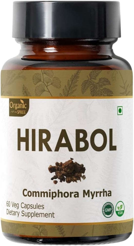 Organic Hirabol Capsules - 900mg per Serving | Vegan and Natural Commiphora myrrha Supplement | 60 Capsules