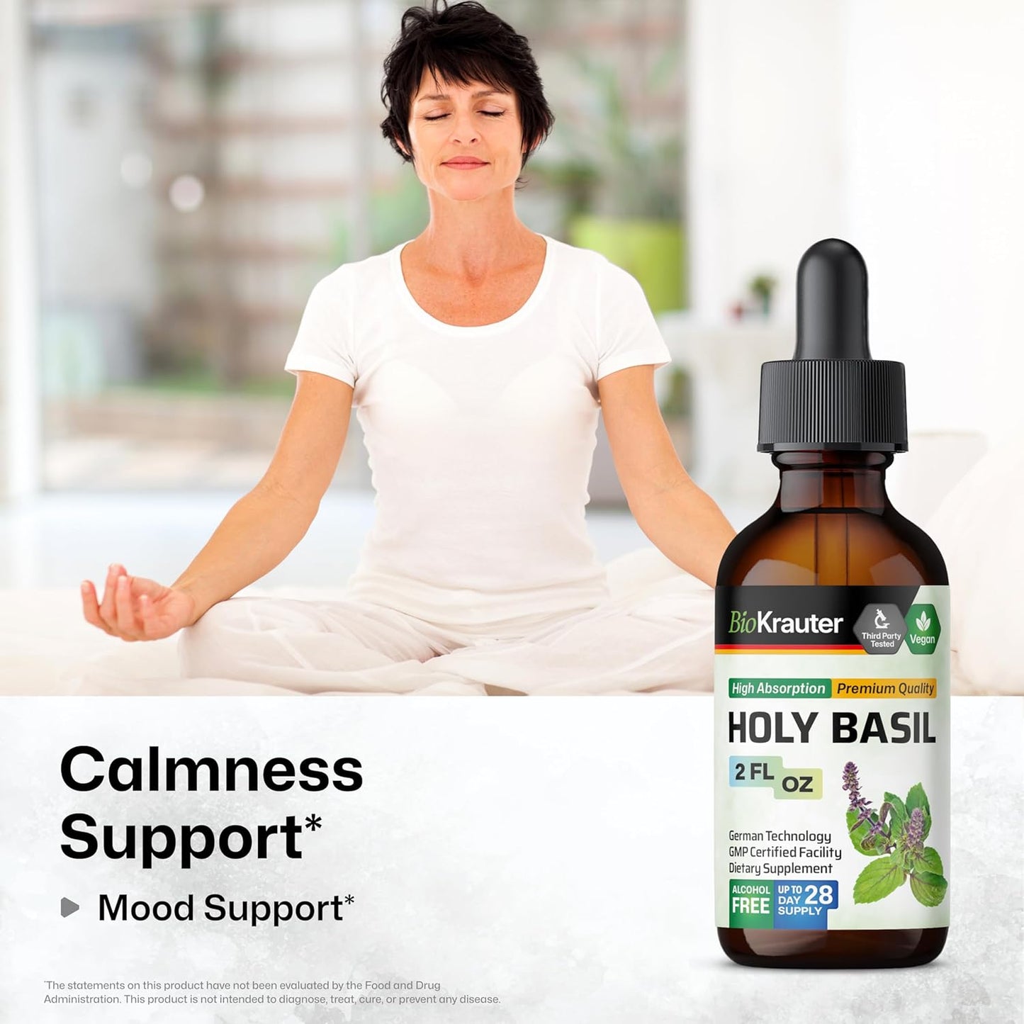 Organic Holy Basil and Rhodiola Rosea Tinctures Bundle - 2 Fl. Oz. Each