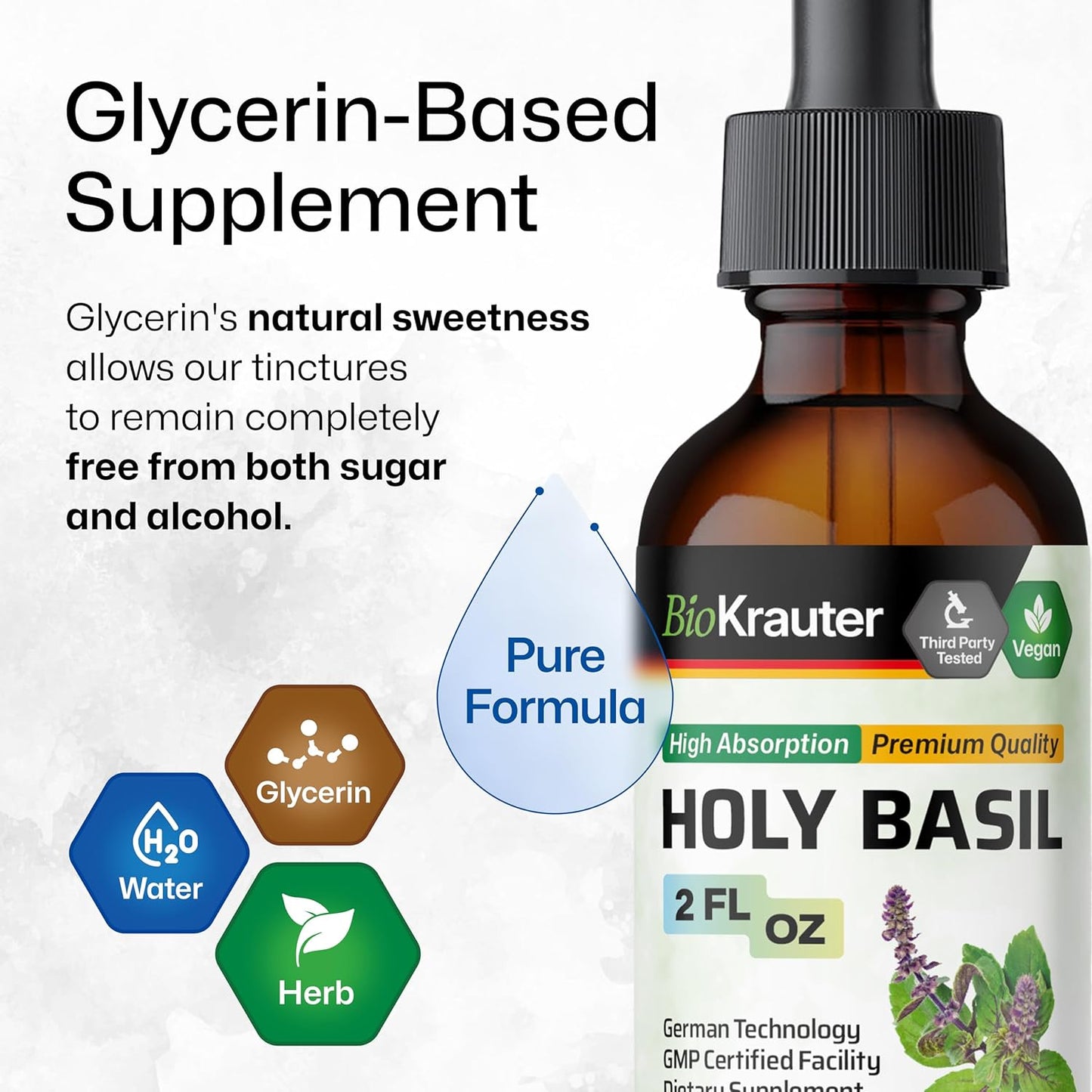 Organic Holy Basil and Rhodiola Rosea Tinctures Bundle - 2 Fl. Oz. Each