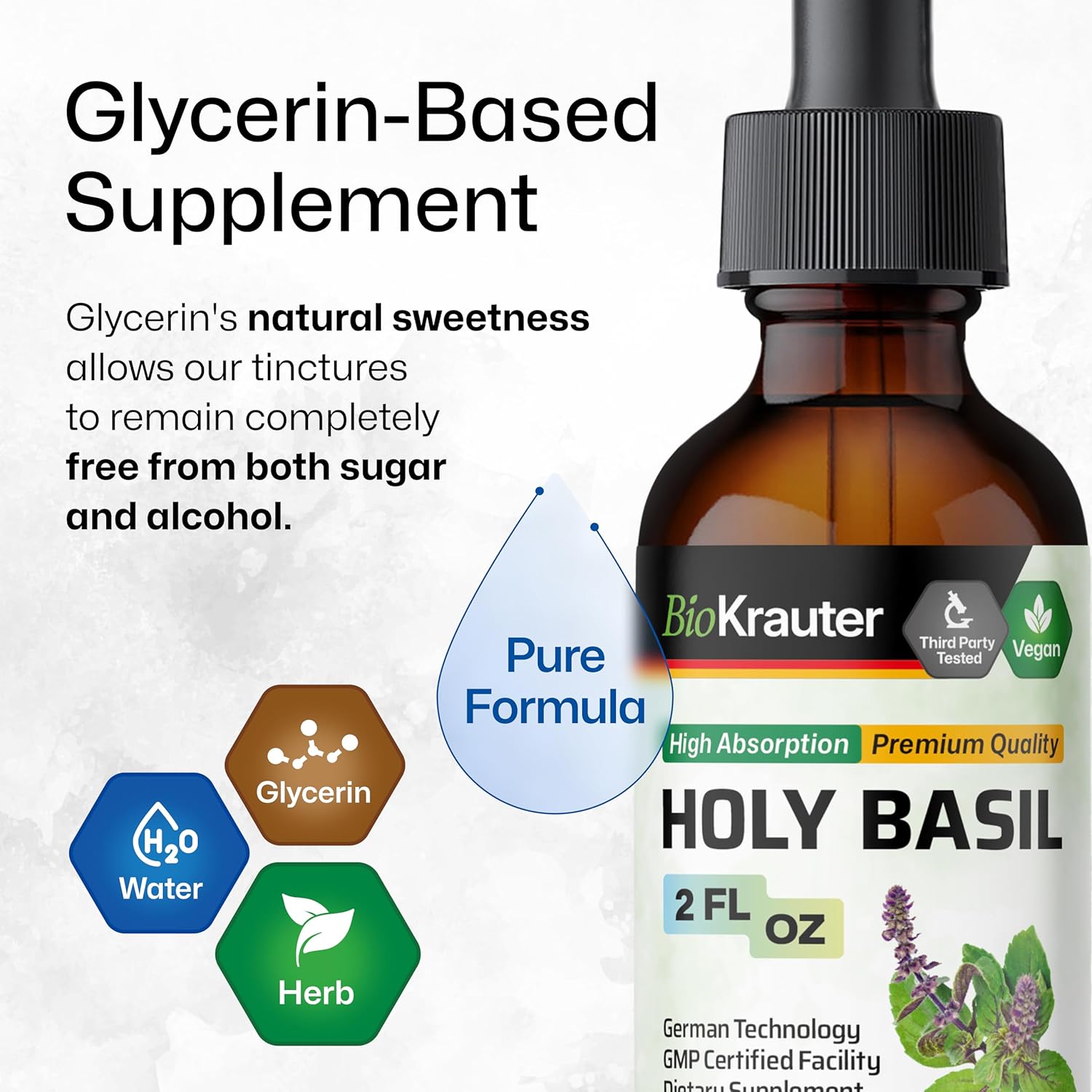 Organic Holy Basil and Rhodiola Rosea Tinctures Bundle - 2 Fl. Oz. Each