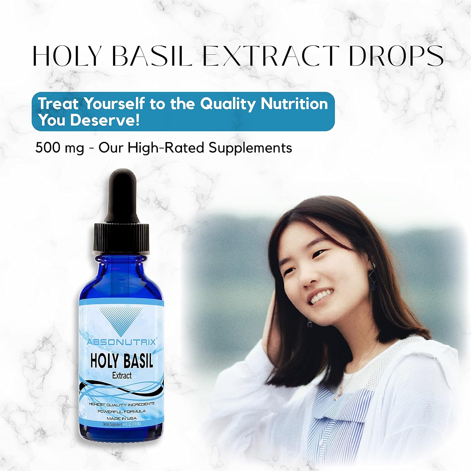 Organic Holy Basil Extract 4 Oz Drops - Immunity Boost - 200 Servings - USA Made - Third-Party Tested - Non-GMO - GMP Certified - Cruelty Free