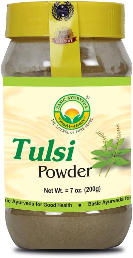 Organic Holy Basil Powder 7.05 Oz (200g) - Herbal Supplement for Digestion & Immune Support - Ayurvedic Tulsi Leaves Extract