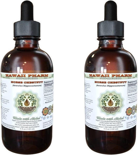 Organic Horse Chestnut Liquid Extract - Alcohol-Free Glycerite Supplement - 2x4 oz - Hawaii Pharm