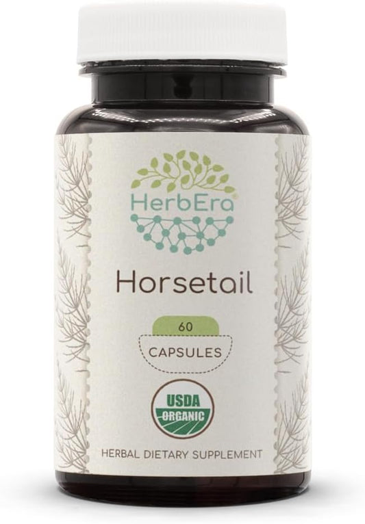 Organic Horsetail Capsules - 60 Count Herbal Supplement | USDA Certified, Vegetarian Capsules | Equisetum arvense Dried Herb