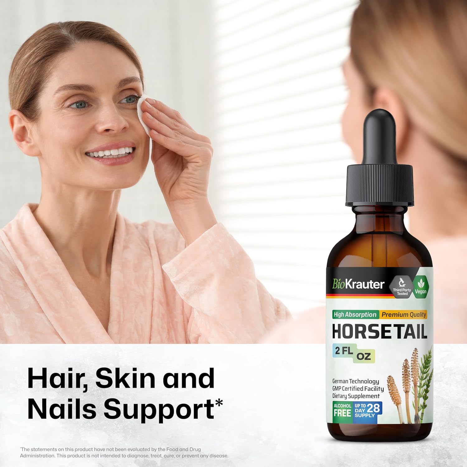 Organic Horsetail Tincture for Hair Support - Pure Vegan Ingredients - Alcohol & Sugar Free - 2 Fl.Oz.