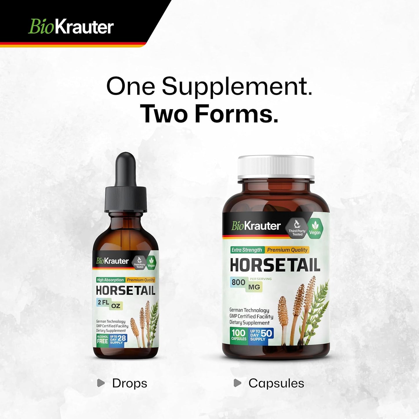 Organic Horsetail Tincture for Hair Support - Pure Vegan Ingredients - Alcohol & Sugar Free - 2 Fl.Oz.