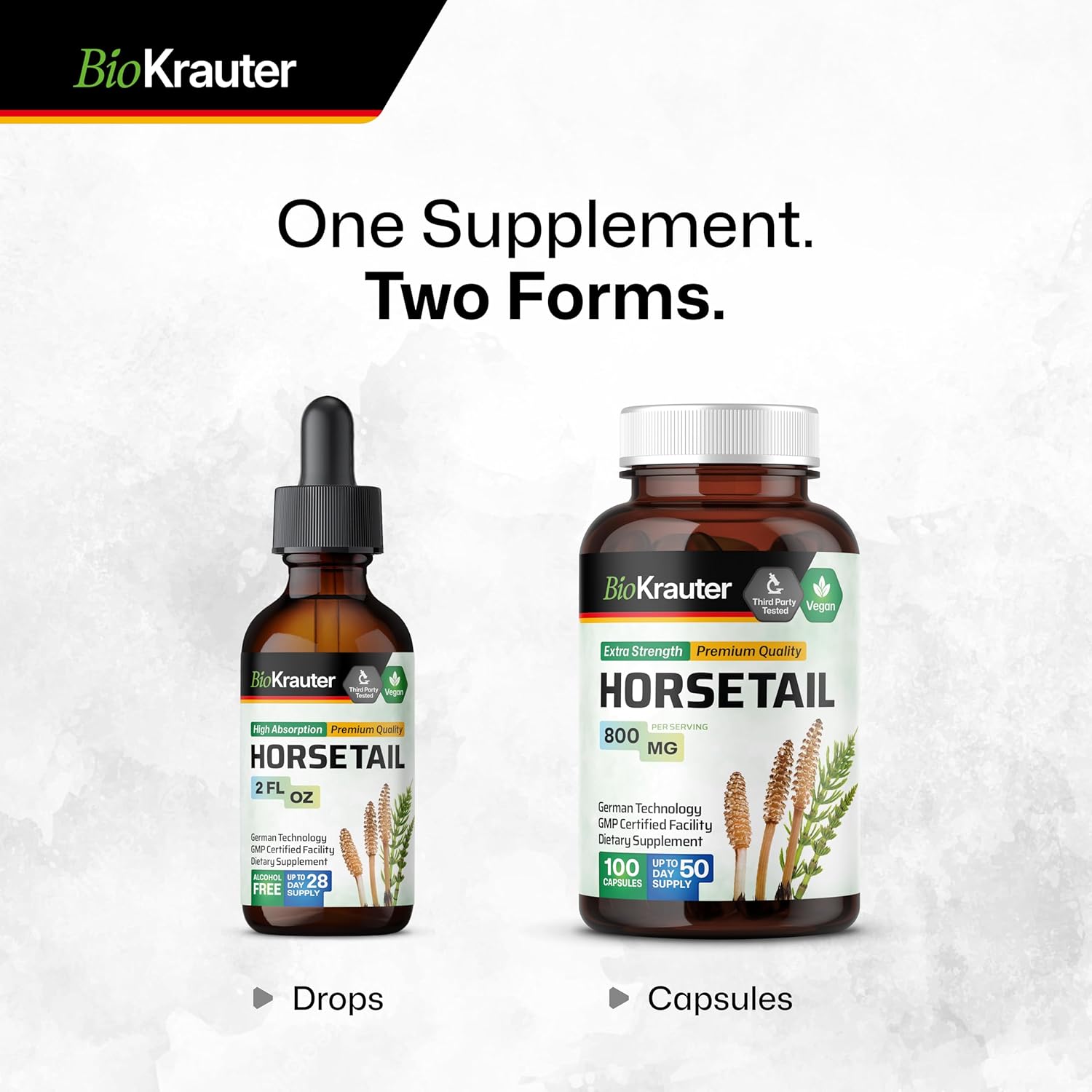 Organic Horsetail Tincture for Hair Support - Pure Vegan Ingredients - Alcohol & Sugar Free - 2 Fl.Oz.