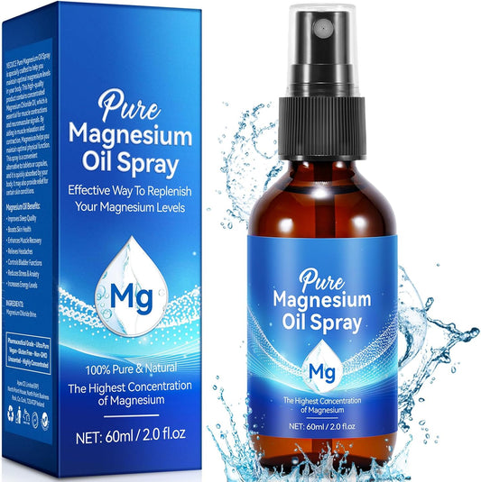 Organic HUALIJIA Magnesium Oil Spray for Feet, Easy Absorption, 2.02 Fl Oz