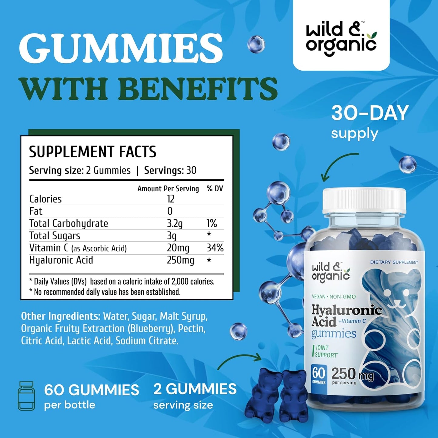Organic Hyaluronic Acid and CoQ10 Gummies for Natural Beauty and Heart Health