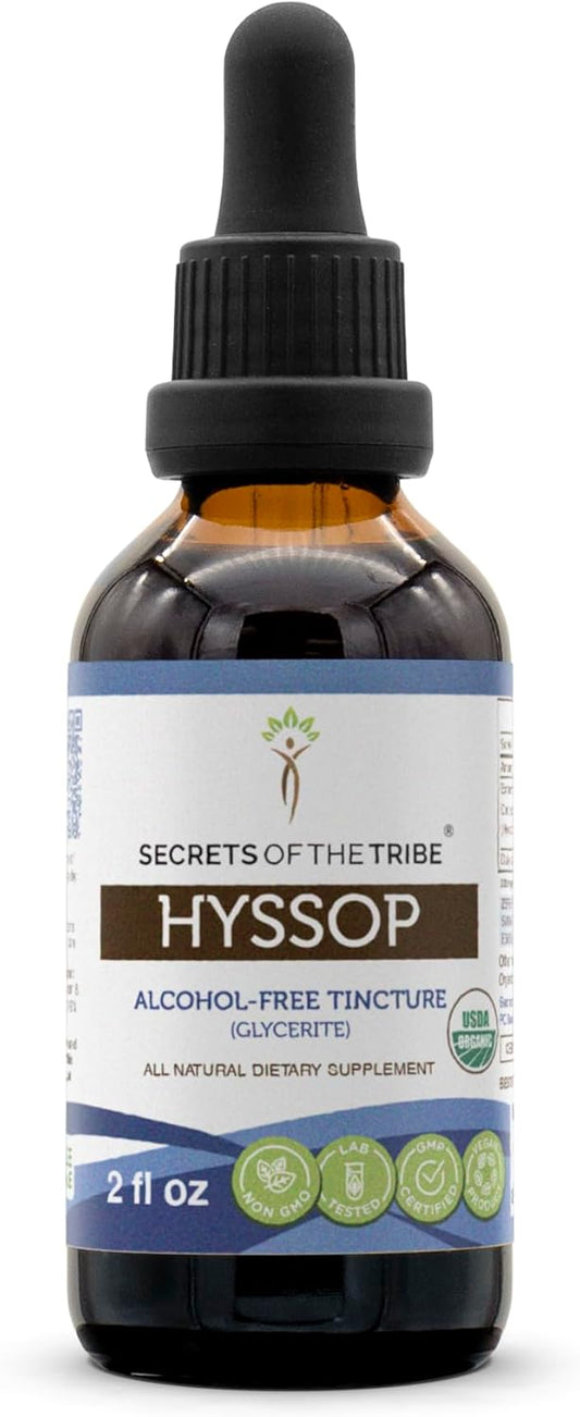Organic Hyssop Extract Drops - Alcohol-Free, High-Potency Herbal Supplement - 100% Certified USDA Organic Hyssop Herb - 2 oz