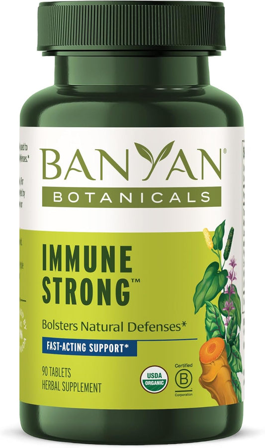 Organic Immune Strong Supplement with Turmeric & Tulsi - Ayurvedic Formula for Natural Defense - 90 Tablets - Vegan & Non-GMO