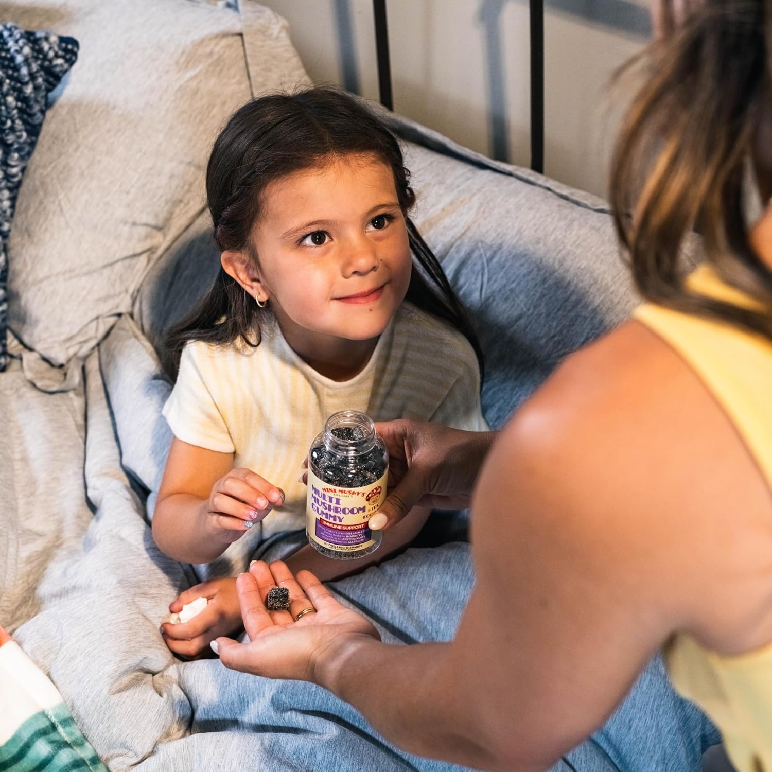 Organic Immune Support Gummies for Kids 2+ | Mini Mushy's Multi Mushroom & Elderberry | Allergy-Friendly, Low Sugar, Strawberry Flavor - 30 Count