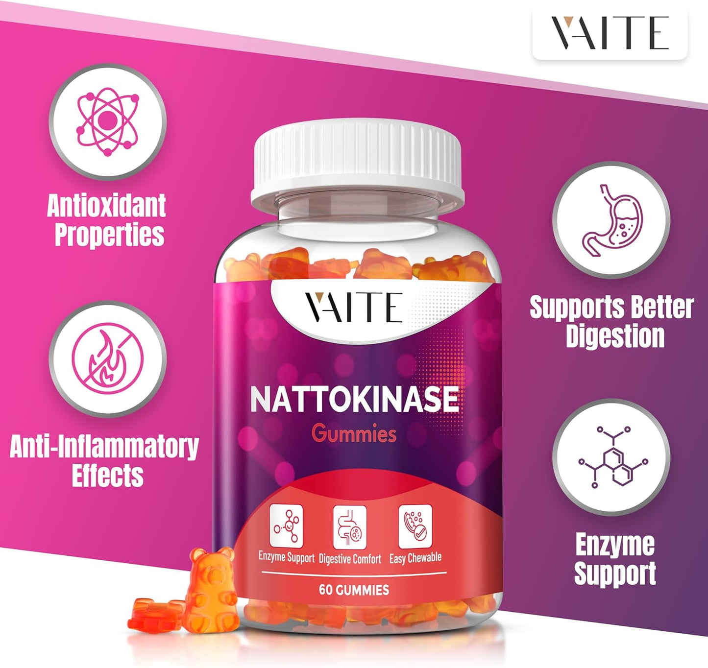 Organic Immune Support Gummies with Vitamin C and Zinc for Adults and Kids, 60 Count