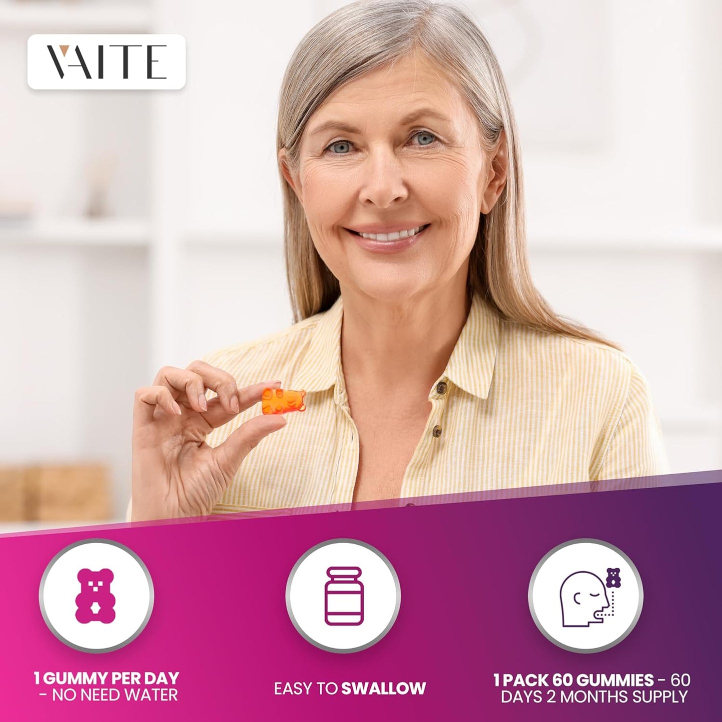 Organic Immune Support Gummies with Vitamin C and Zinc for Adults and Kids, 60 Count