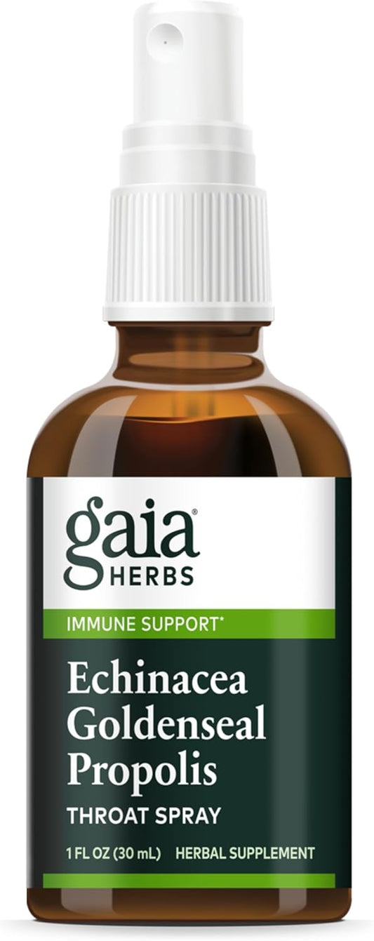 Organic Immune Support Throat Spray with Echinacea, Goldenseal, Propolis - 1 Fl Oz Bottle - Gaia Herbs