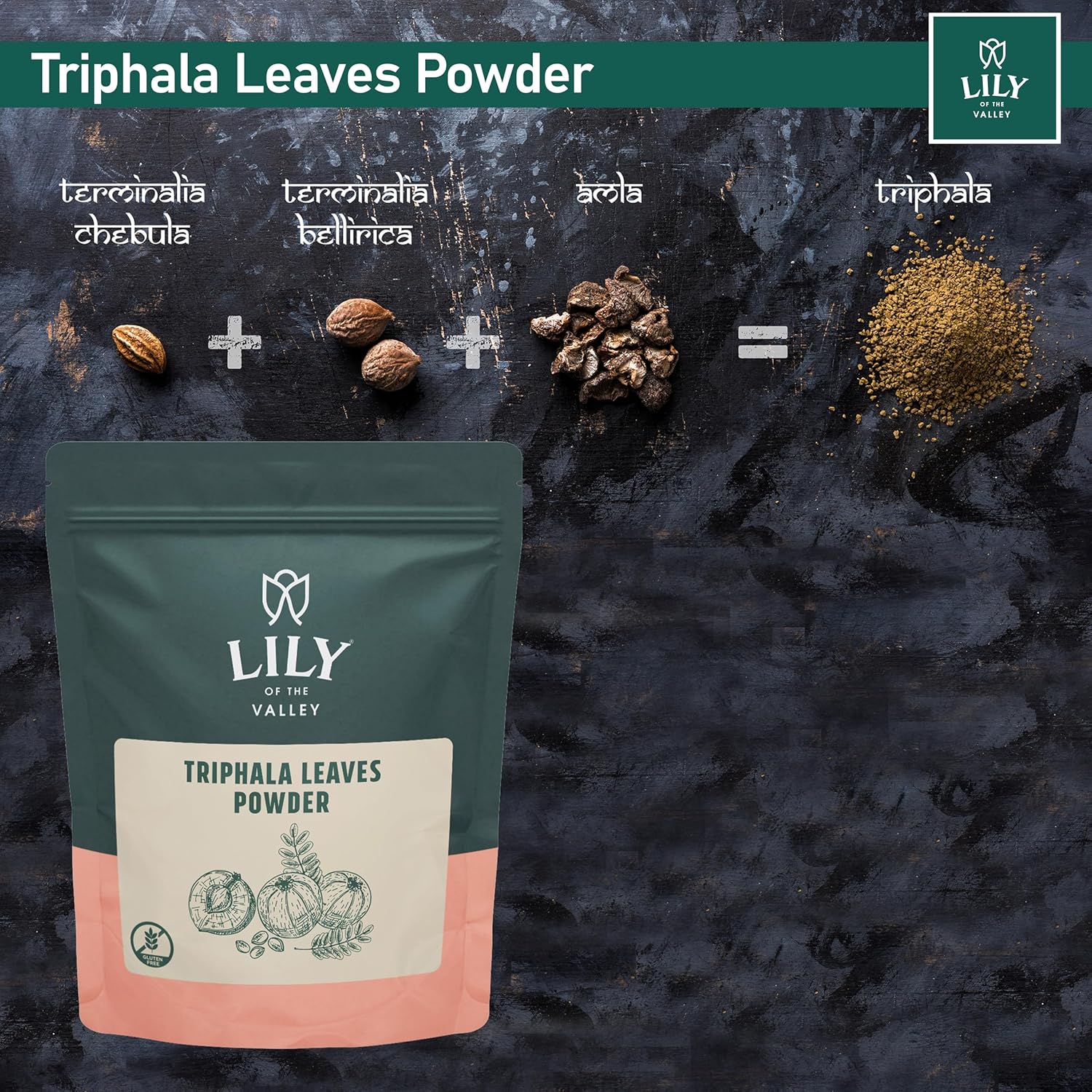 Organic Indian Triphala Powder with Amla, Haritaki & Bibhitaki - Herbal Adaptogen Superfood - Vegan & Gluten-Free - 16oz
