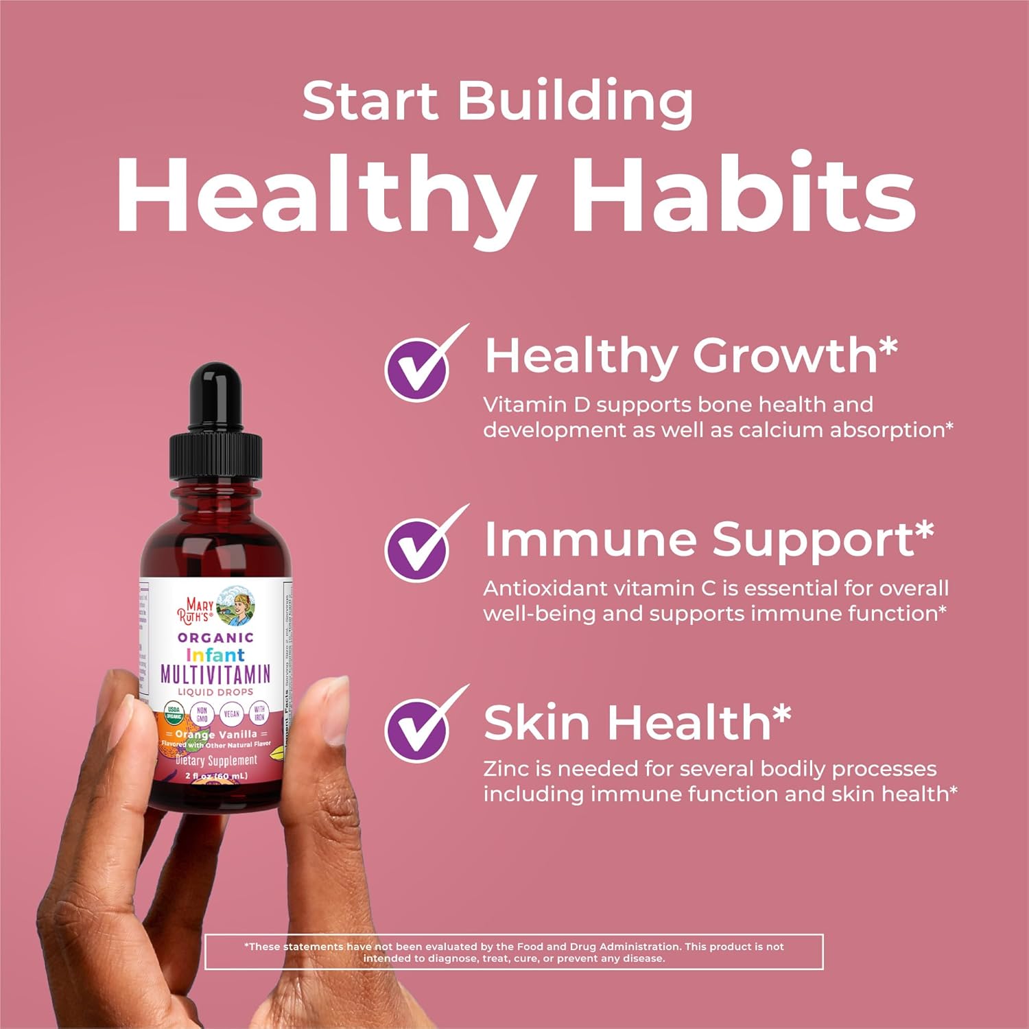 Organic Infant Multivitamin with Iron | Liquid Drops for 6-12 Months | Immune Support & Wellness | Vegan | Non-GMO | Gluten-Free | 2 Fl Oz