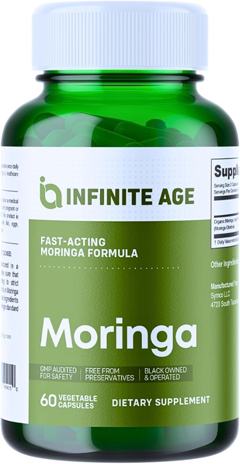 Organic Infinite Age Wellness Bundle: Sea Moss Advanced 1250mg + Moringa Powder 1000mg Supplement - USA Made