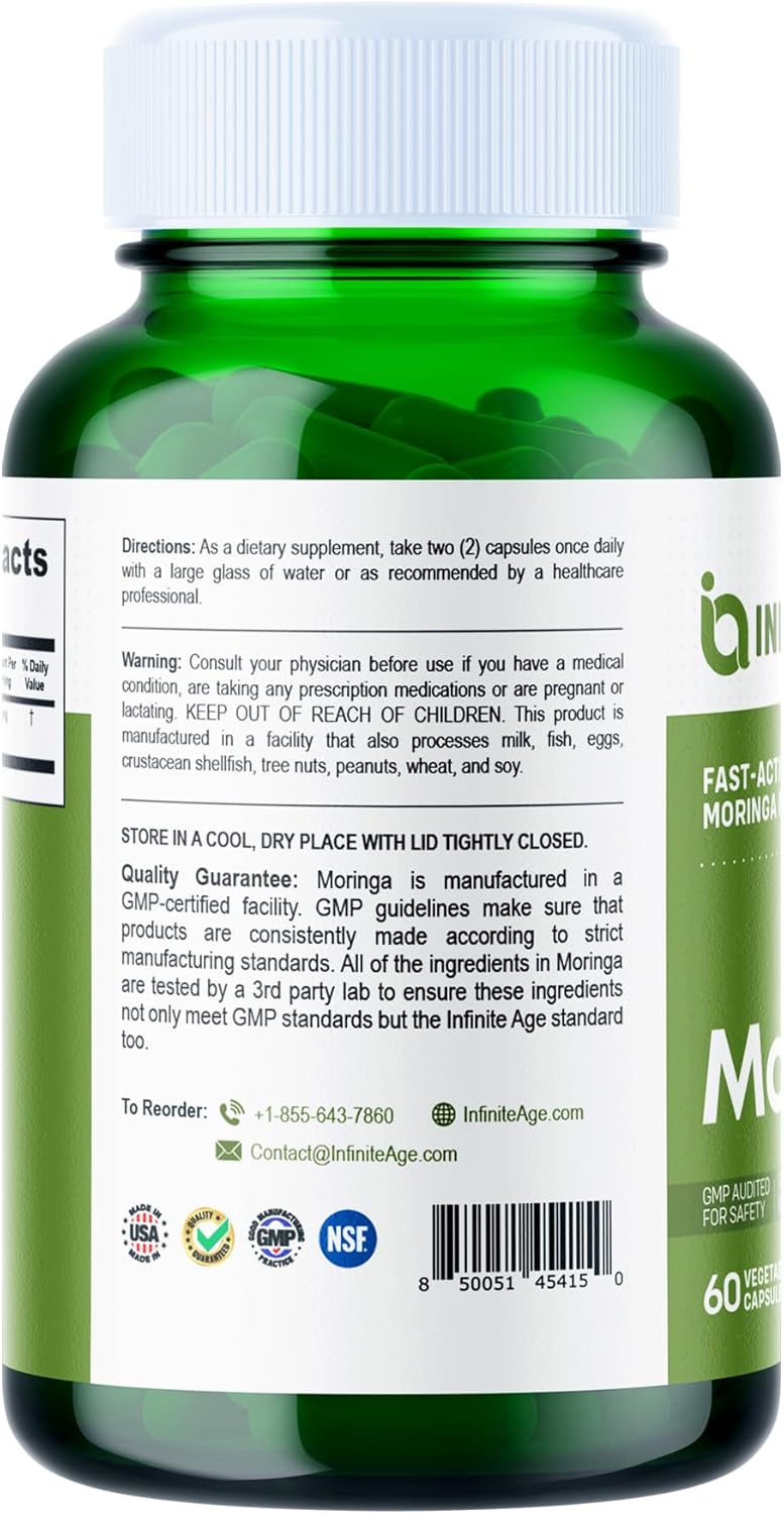 Organic Infinite Age Wellness Bundle: Sea Moss Advanced 1250mg + Moringa Powder 1000mg Supplement - USA Made