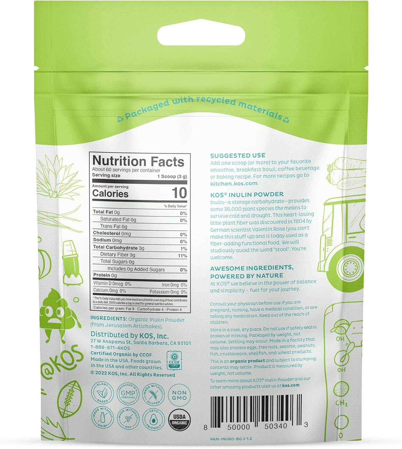 Organic Inulin Powder for Digestive Health - KOS Brand