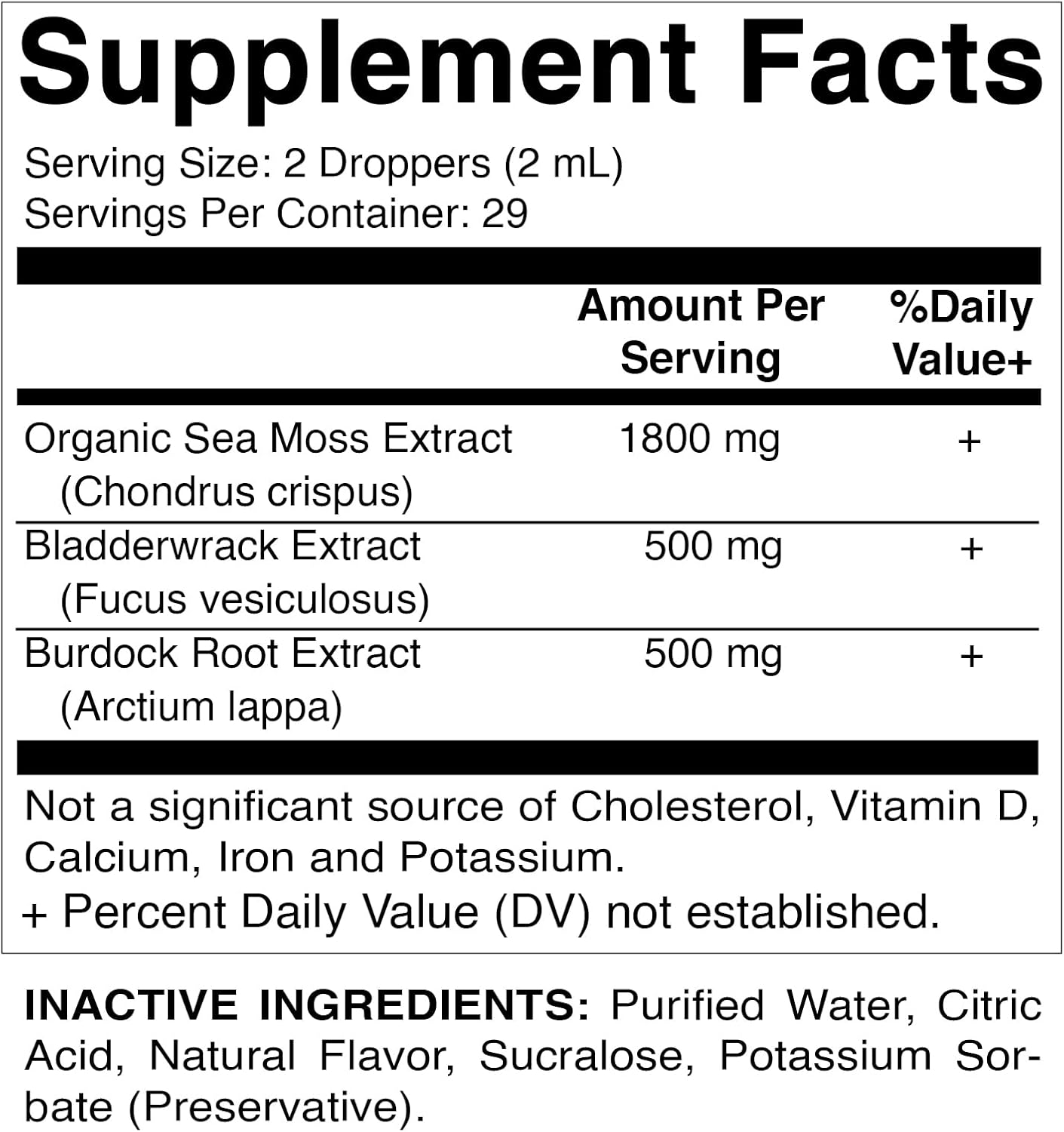 Organic Irish Sea Moss, Bladderwrack & Burdock Root Liquid Supplement - 2 Pack, 2800mg Per Serving - 4oz Total - Seamoss Concentrate