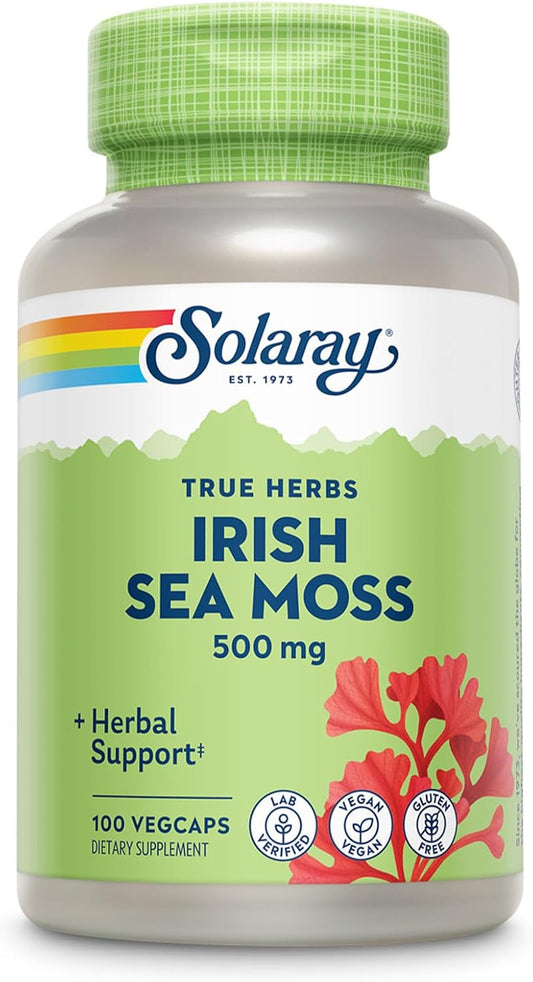 Organic Irish Sea Moss Capsules 500mg for Gut Health - Vegan, Gluten Free, Lab Verified - 100 Servings