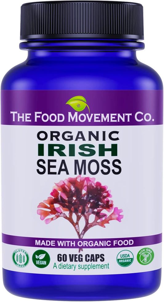 Organic Irish Sea Moss Capsules for Digestion & Immune Support - 60 Count