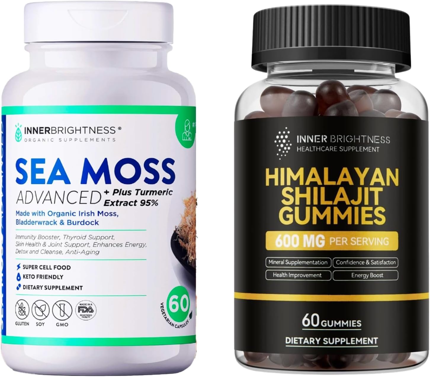 Organic Irish Sea Moss Capsules with Shilajit Gummies - Boosts Immune System, Energy Levels, Digestive Health
