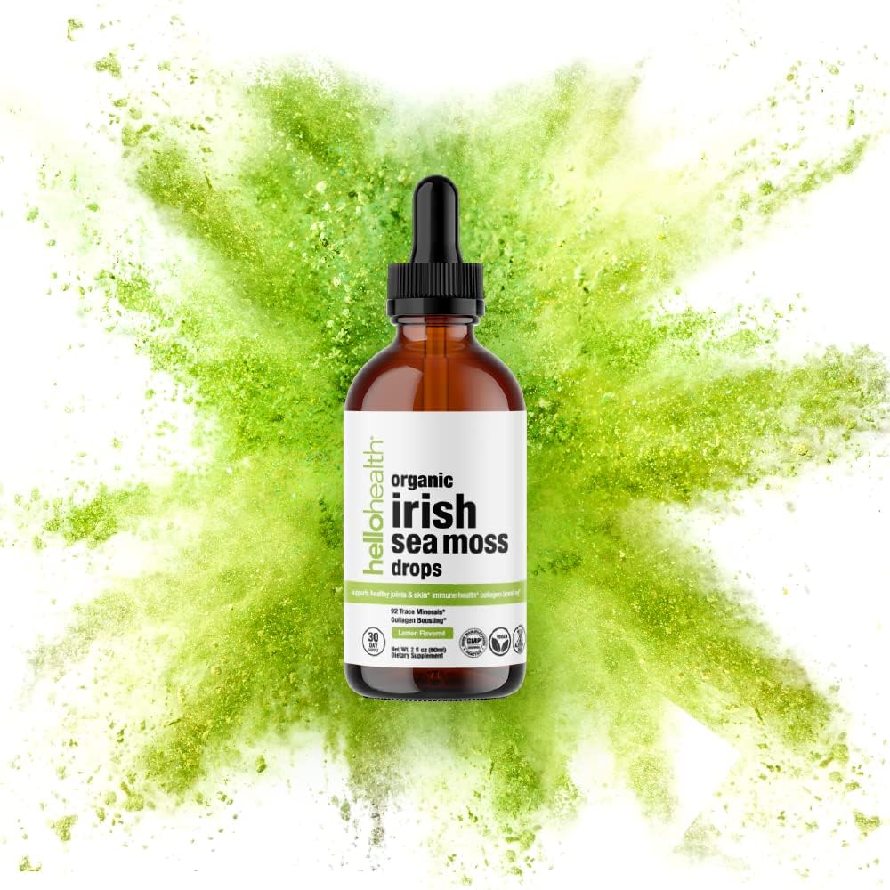 Organic Irish Sea Moss Drops with Burdock Root & Bladderwrack 1000mg - Immune & Thyroid Support, Gut & Joint Health - 2oz