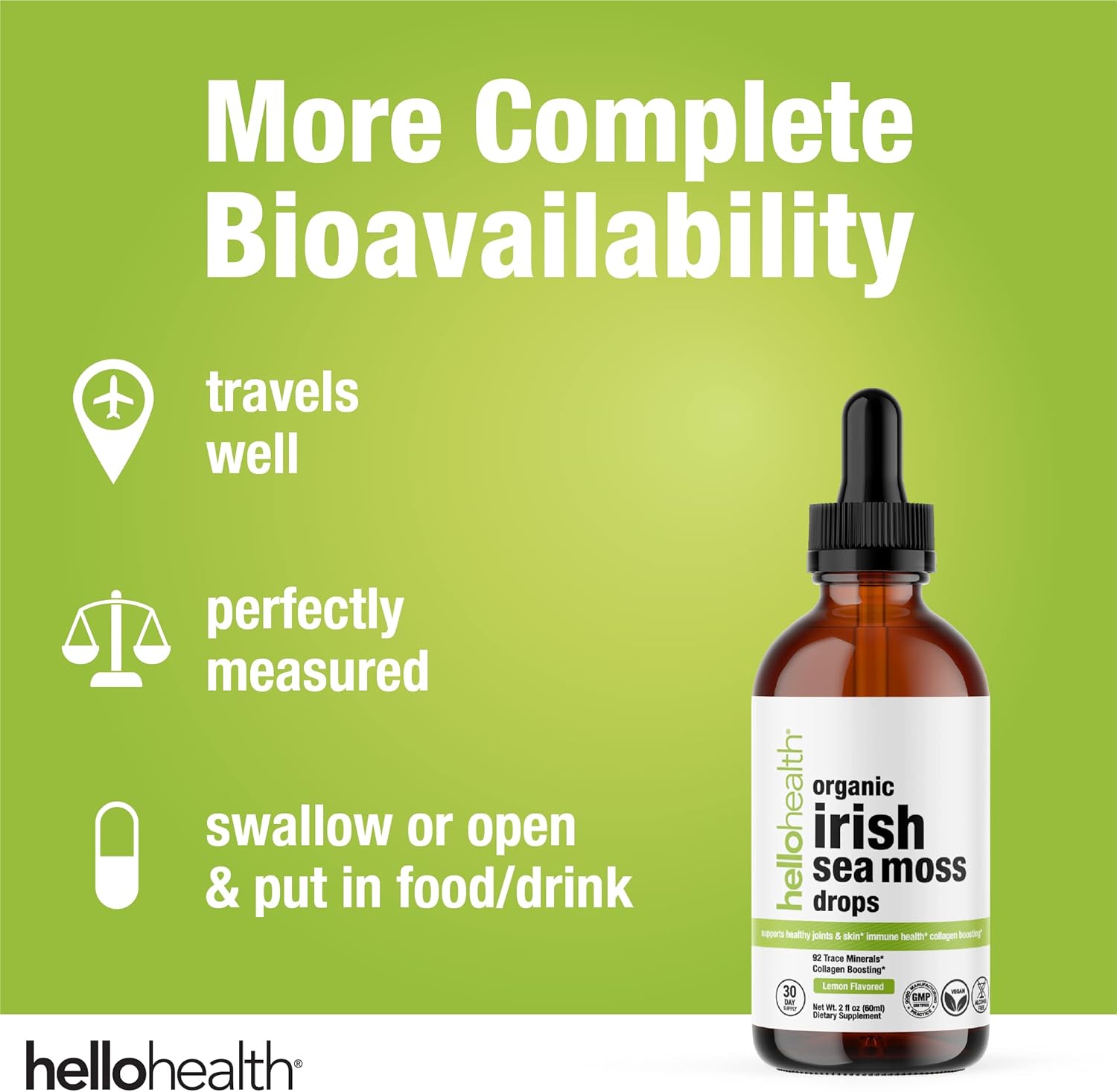 Organic Irish Sea Moss Drops with Burdock Root & Bladderwrack 1000mg - Immune & Thyroid Support, Gut & Joint Health - 2oz
