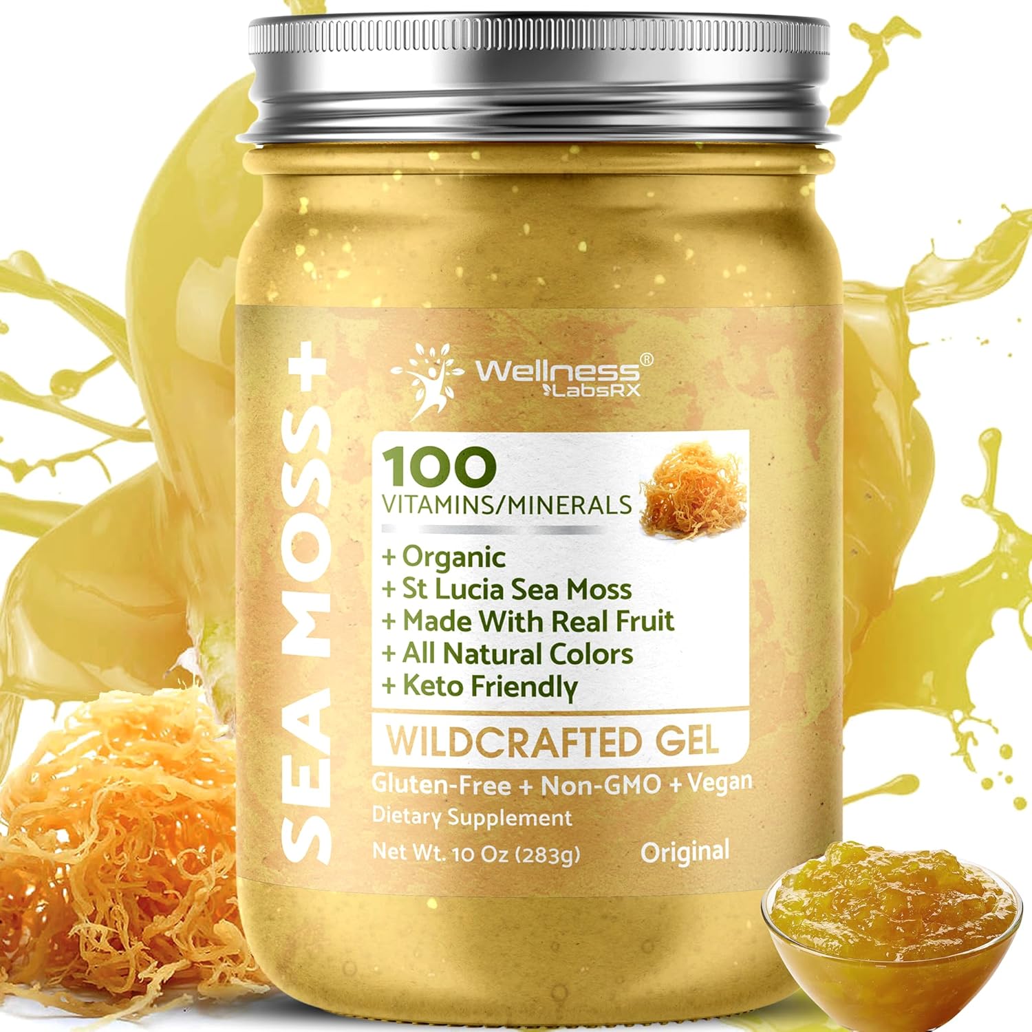 Organic Irish Sea Moss Gel from Caribbean Waters - Rich in Vitamins and Minerals for Immune and Digestive Health - 10 oz.