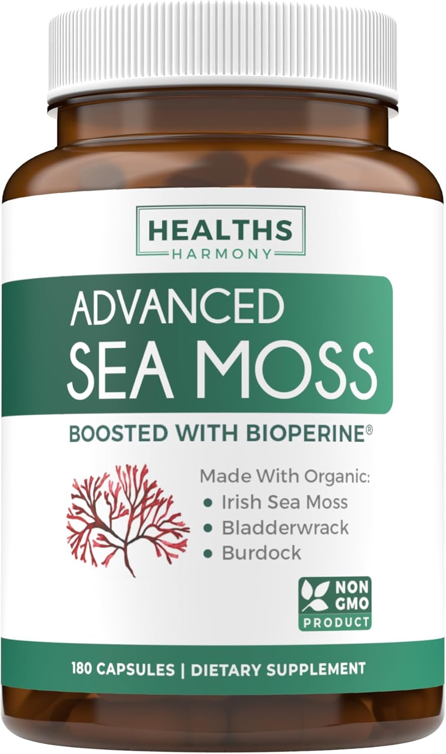 Organic Irish Sea Moss & Omega 7 Supplement Bundle - 3-Month Supply - Vegan Capsules - Sustainable Fish Oil - 180 Sea Moss Caps & 90 Omega 7 Capsules