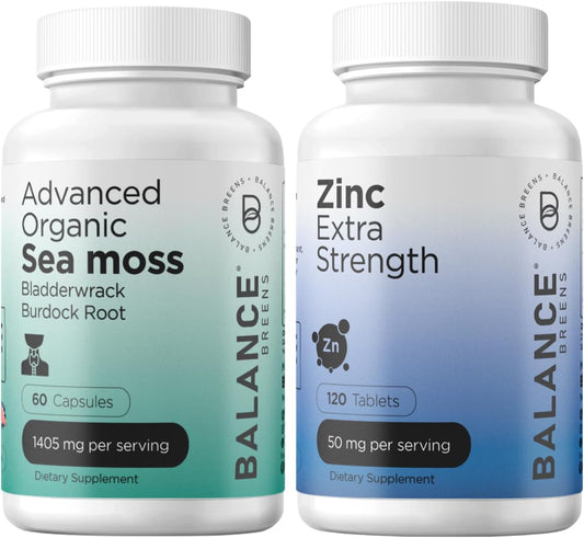 Organic Irish Sea Moss + Zinc 50mg Supplement Combo from Balancebreens