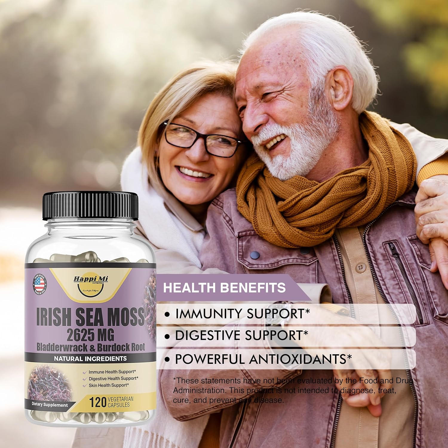 Organic Irish Seamoss Capsules with Bladderwrack & Burdock Root - 2625mg per Serving for Digestive & Immune Health