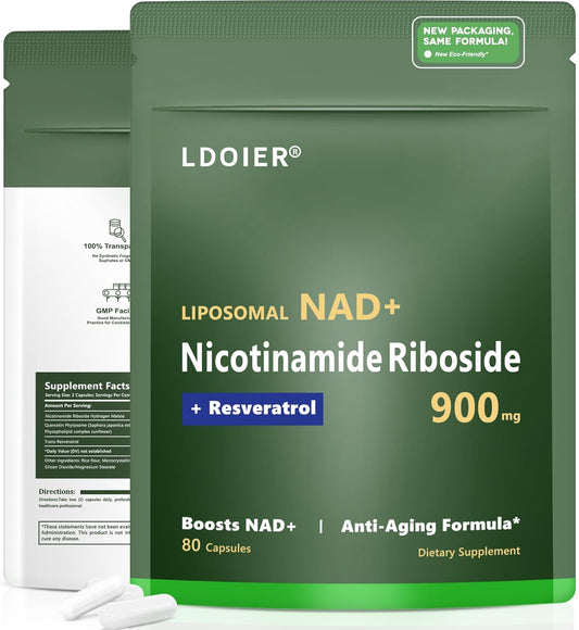 Organic IRMNAN NAD+ Supplement 900mg with Nicotinamide Riboside for Cellular Repair and Brain Health - 80 Capsules