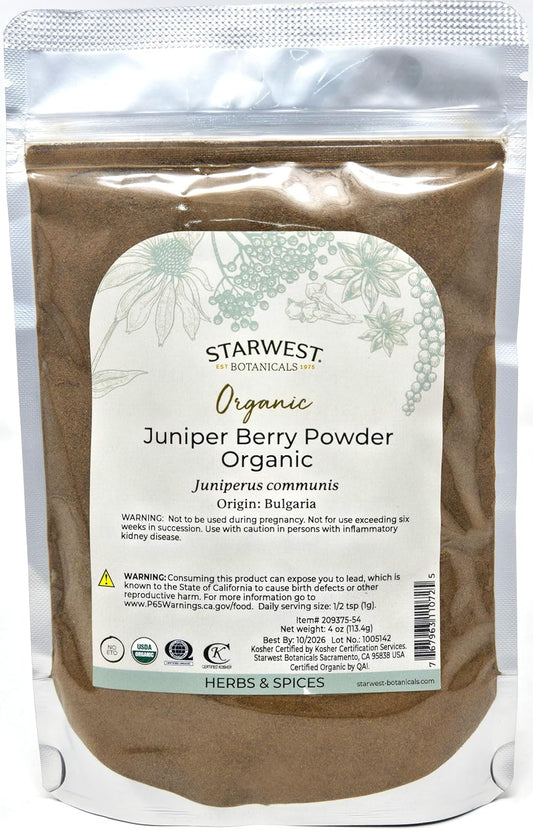 Organic Juniper Berry Powder - 4 Oz by Starwest Botanicals