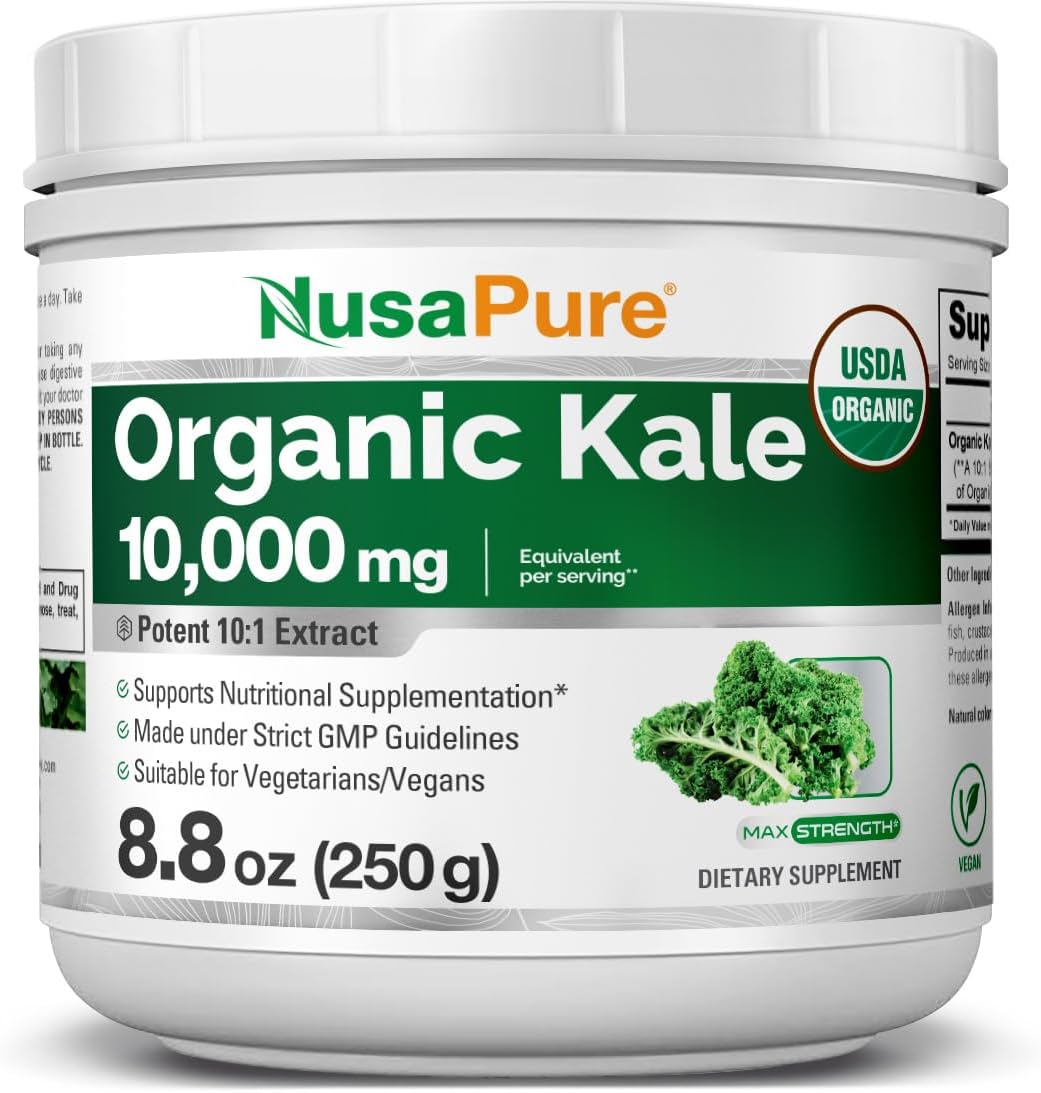 Organic Kale Powder Extract 10:1 - 10,000mg per Serving, 8.8oz - Non-GMO Pure Superfood Supplement