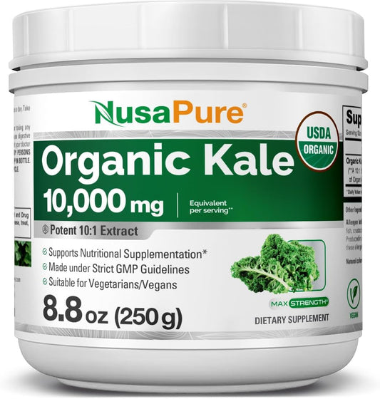 Organic Kale Powder Extract 10:1 - 10,000mg per Serving, 8.8oz - Non-GMO Pure Superfood Supplement