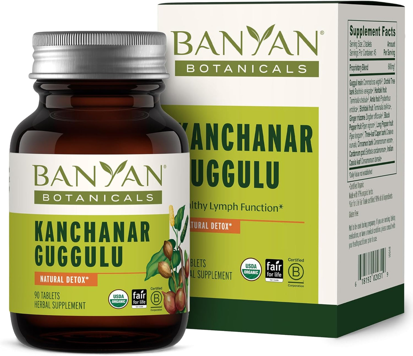 Organic Kanchanar Guggulu Tablets for Healthy Lymph Support - 90 Tablets - Vegan & Non-GMO - With Guggulu Resin for Toxin Elimination