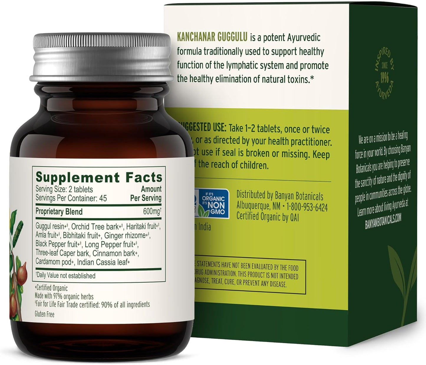 Organic Kanchanar Guggulu Tablets for Healthy Lymph Support - 90 Tablets - Vegan & Non-GMO - With Guggulu Resin for Toxin Elimination