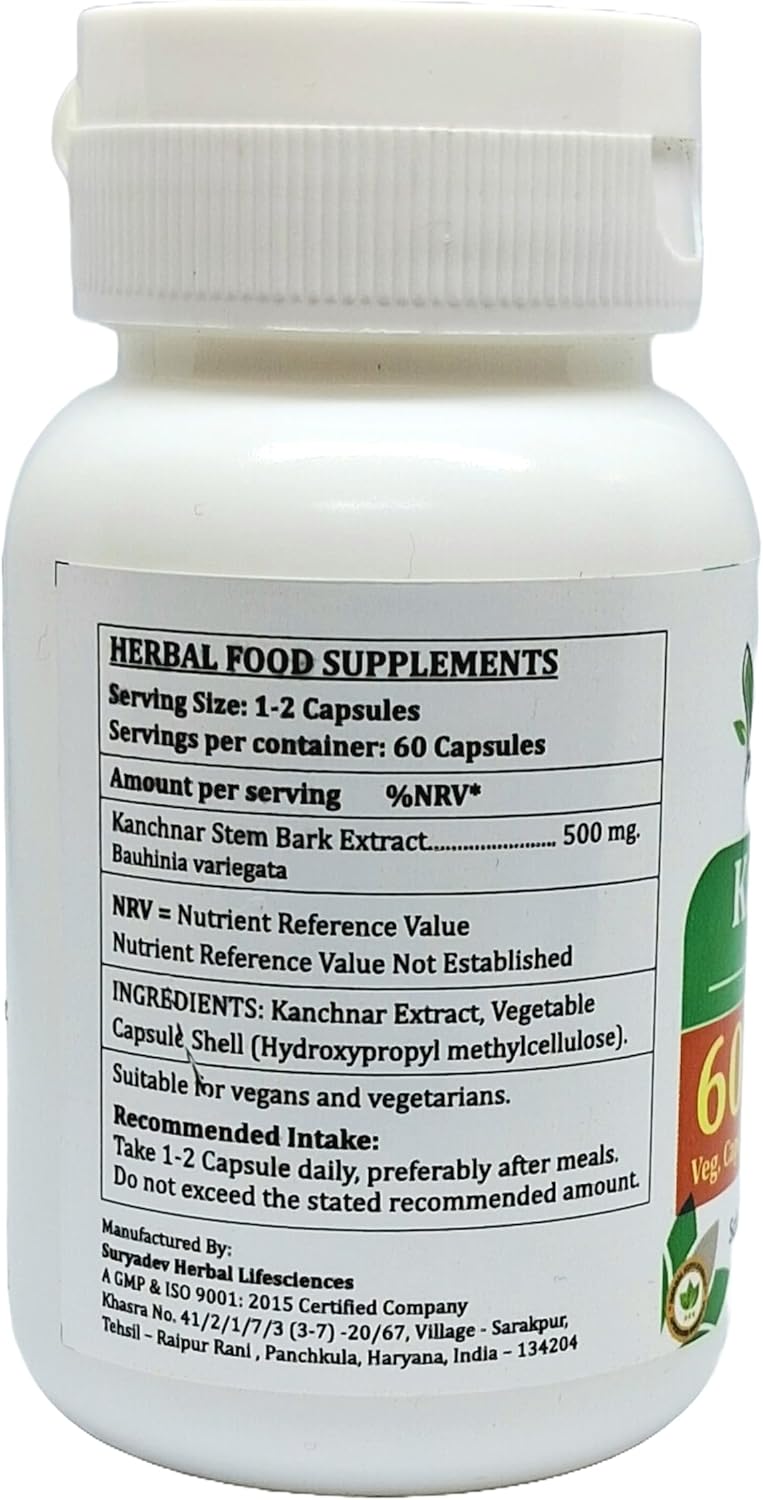 Organic Kanchnar Extract Capsules 500mg - 60 Veg Capsules | Ayurvedic Herbal Supplement for Men and Women | Satya Naturals Kanchnar Forte | 10:1 Concentrated Formula