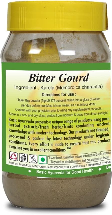 Organic Karela Powder for Healthy Digestion | 7.05 Oz (200g) | Natural Bitter Gourd Ayurvedic Supplement | Herbal Bitter Melon Extract