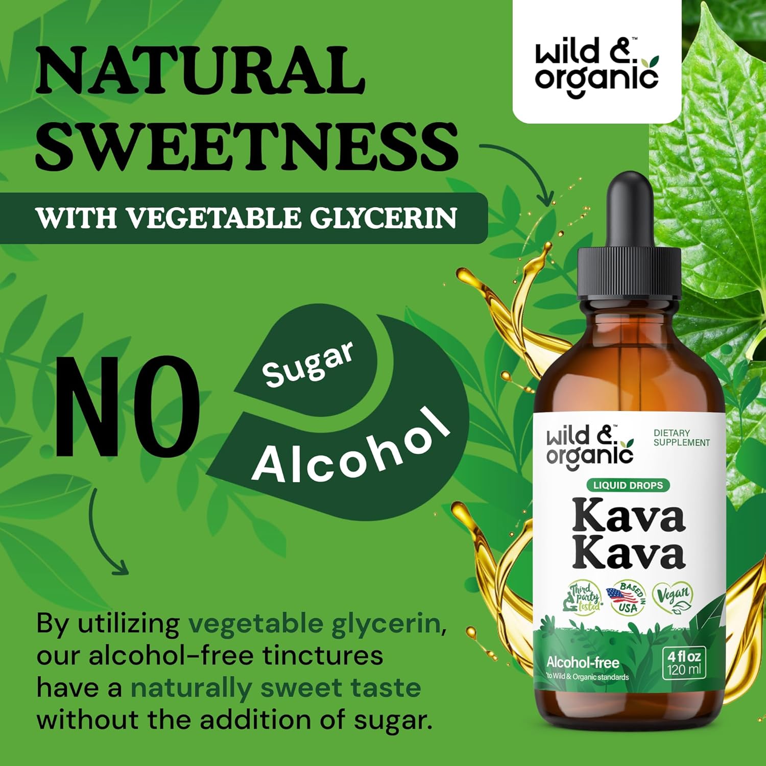 Organic Kava Kava Drops - 400mg Liquid Root Extract for Calmness & Relaxation - Vegan, Alcohol & Sugar-Free - 5-Month Supply