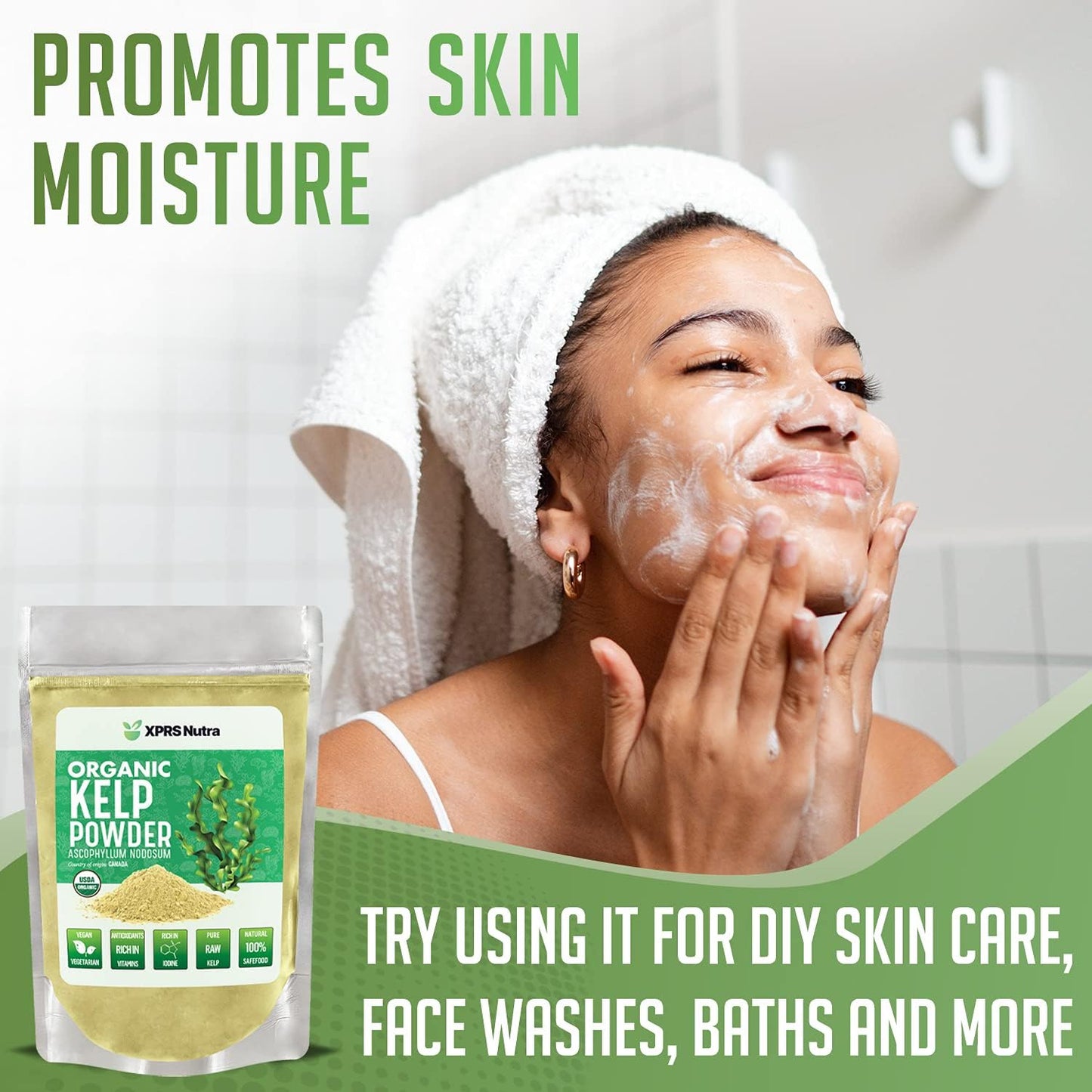 Organic Kelp Powder (Ascophyllum Nodosum) - Rich in Iodine, Vitamins, Minerals - Food Grade Sea Kelp Supplement - Vegan Superfood for Skin Care - 4 oz