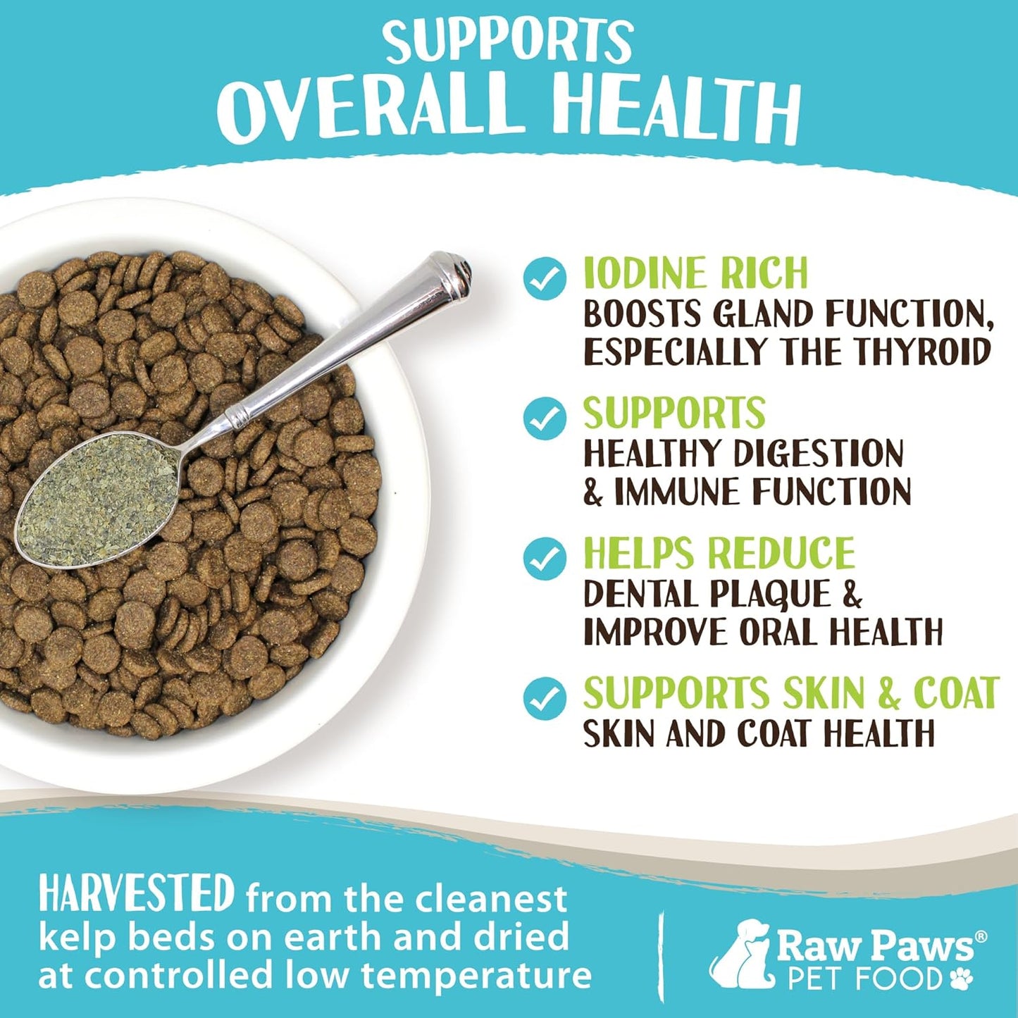 Organic Kelp Powder for Dogs & Cats - Rich in Iodine for Thyroid & Immune Health - Seaweed Supplement for Pets, 8-oz