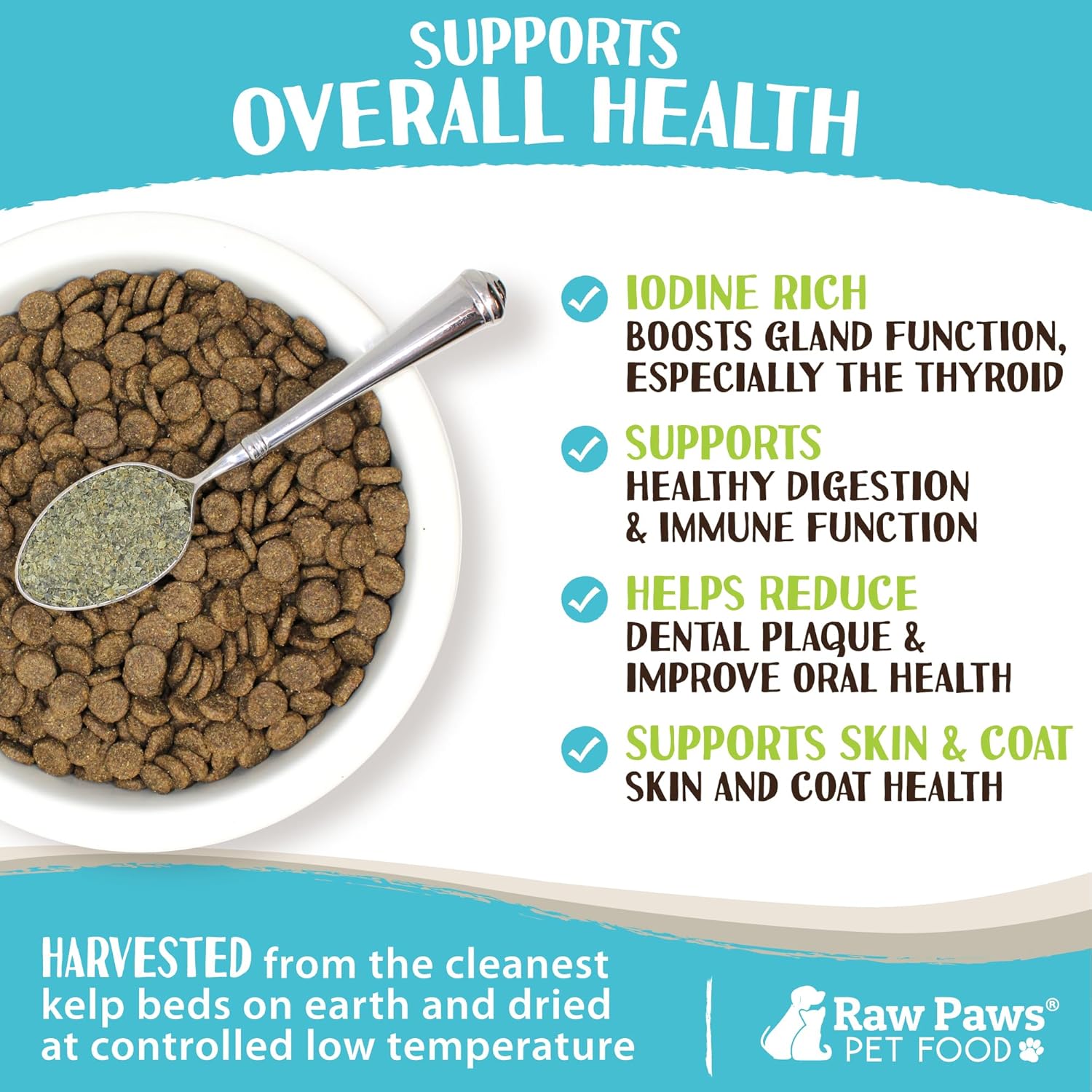 Organic Kelp Powder for Dogs & Cats - Rich in Iodine for Thyroid & Immune Health - Seaweed Supplement for Pets, 8-oz